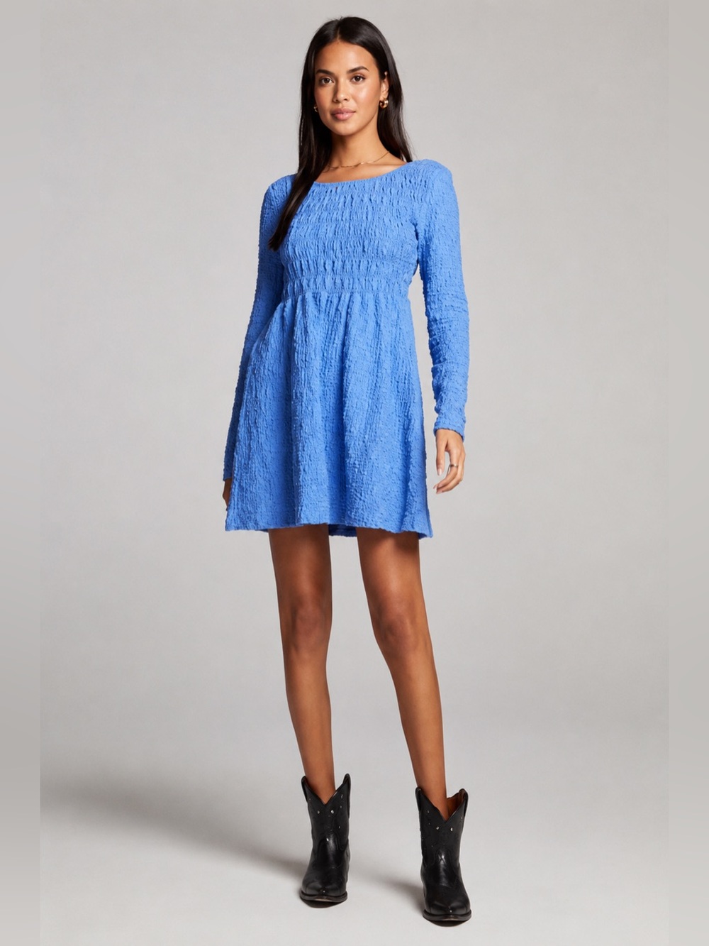 Saltwater Luxe NWT Adrianna Pacific Blue Smocked Mini Dress XS